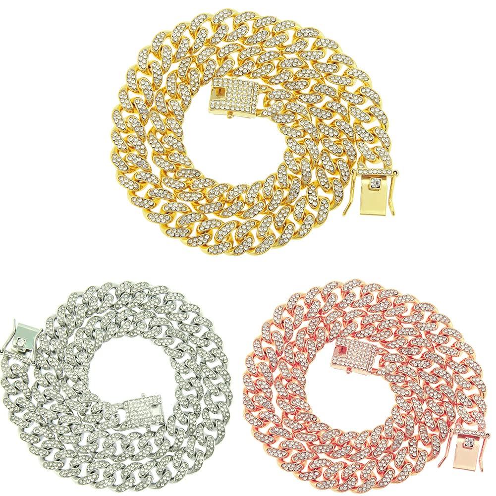 Necklace for Chain Platinum Cuban Chain Thick Kihei CZ Zirconia Width Hip Street Style [Rockyu] Men, Only, Plated, Only, Necklace, Necklace, 12mm,