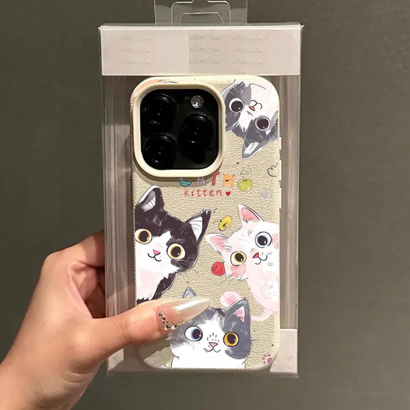 Süße Katze Weiche Silikon Handyhülle für iPhone 17 Air 16 15 14 Plus 13 12 11 Pro Max X XR XS 14 Plus 16E Schutz Rückseite Abdeckung