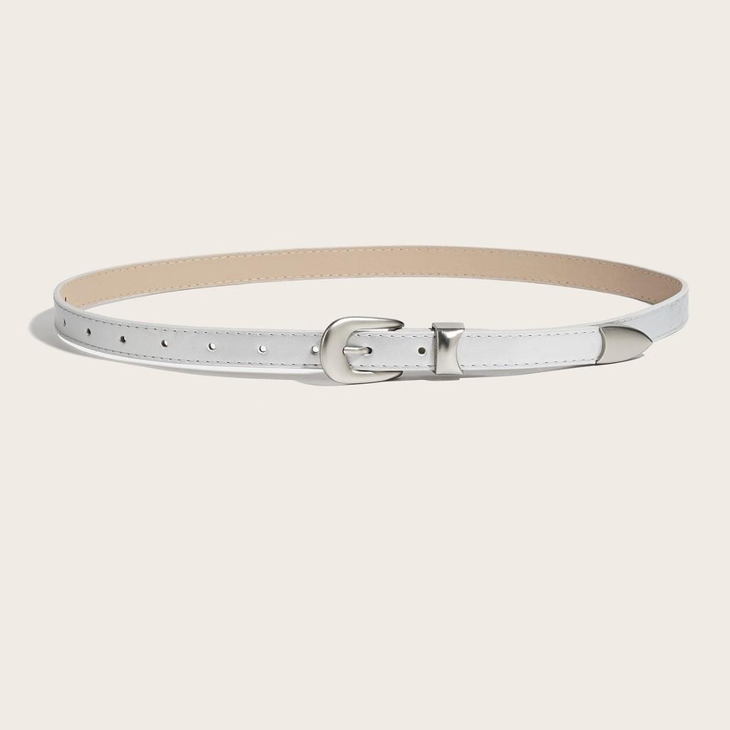 Classic Faux Leather Waist Belt For Women With Silver Alloy Buckle For Everyday Style