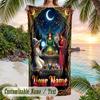 Witchcraft Theme Beach Towel Personalized Custom Name & Text Soft Quick Dry Beach Towel for Swimming Travel