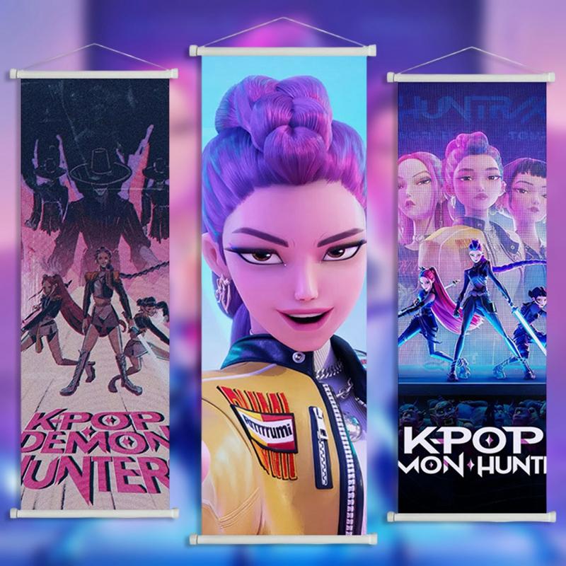 K-Pop Dämonenjägerin Hängebild Anime KPop Krieger Wandposter Rumi Mira Zoey Rollbilder Bilder Wanddeko