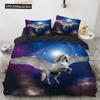 Unicorn Beding Set 3D Print White Horse Soft Duvet Cover Set Pink Background King Quen Ful Twin Sized Dimensions For Children Kids Ten Warm Comforter