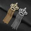 Crown Gold Silver Tassel Brooches For Women Men Pin Party Casual Lapel Pins Accessory Gift Suit Tassel Brooches Jewelry