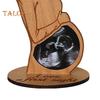 Dřevěný držák na fotografie pro těhotné ženy s ultrazvukovým snímkem, stojící rámeček na sonogram, dárek na památku pro novopečené maminky a tatínky.