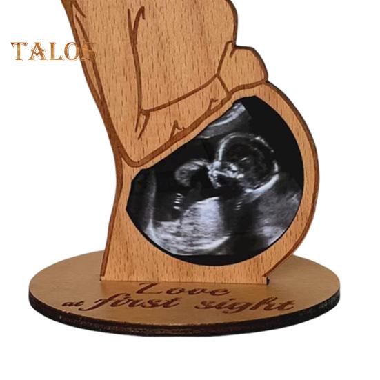 Dřevěný držák na fotografie pro těhotné ženy s ultrazvukovým snímkem, stojící rámeček na sonogram, dárek na památku pro novopečené maminky a tatínky.