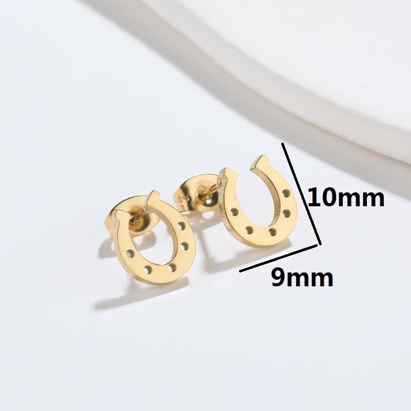 Fashionable Stainless Steel Earrings the Shape of a Horseshoe for Women and Children, Clip-on