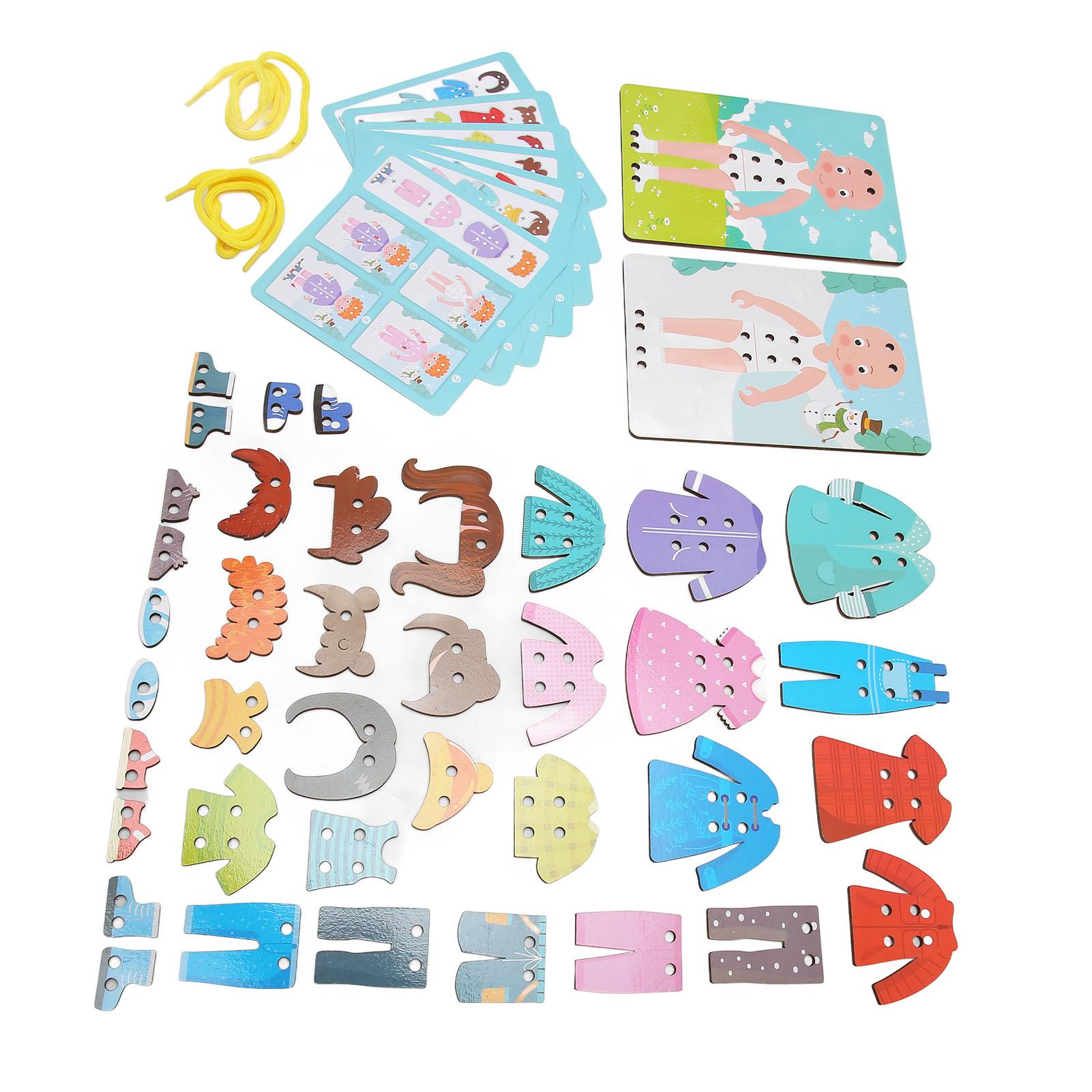 

Wooden Lacing Threading Toys Clear Patterns Educational Wood Threading Panel Toys for Above 3 Years