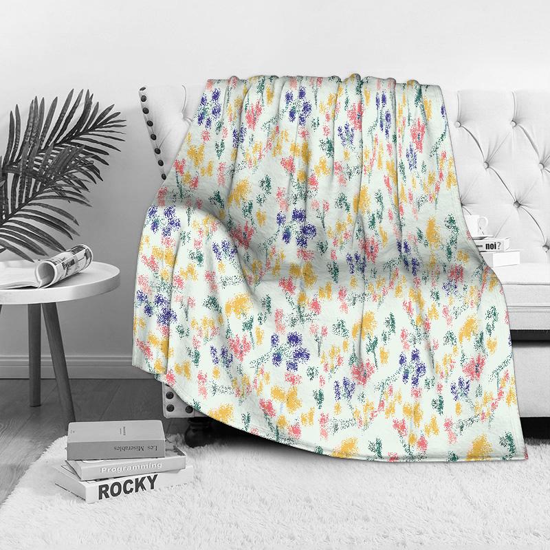 Floral Printed Soft Fleece Blanket Cute Small Throw Blanket for Kids Baby Girls Gift