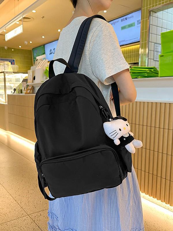 Lässiger Rucksack im koreanischen Stil - Großes Fassungsvermögen, leicht, einfarbig, niedlicher Schüler-Schulranzen