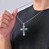 Stylish Men's Cross Necklace,Stainless Steel Silver Color Cross Pendant Necklace,Christian Religious Faith Easter Jewelry Gift