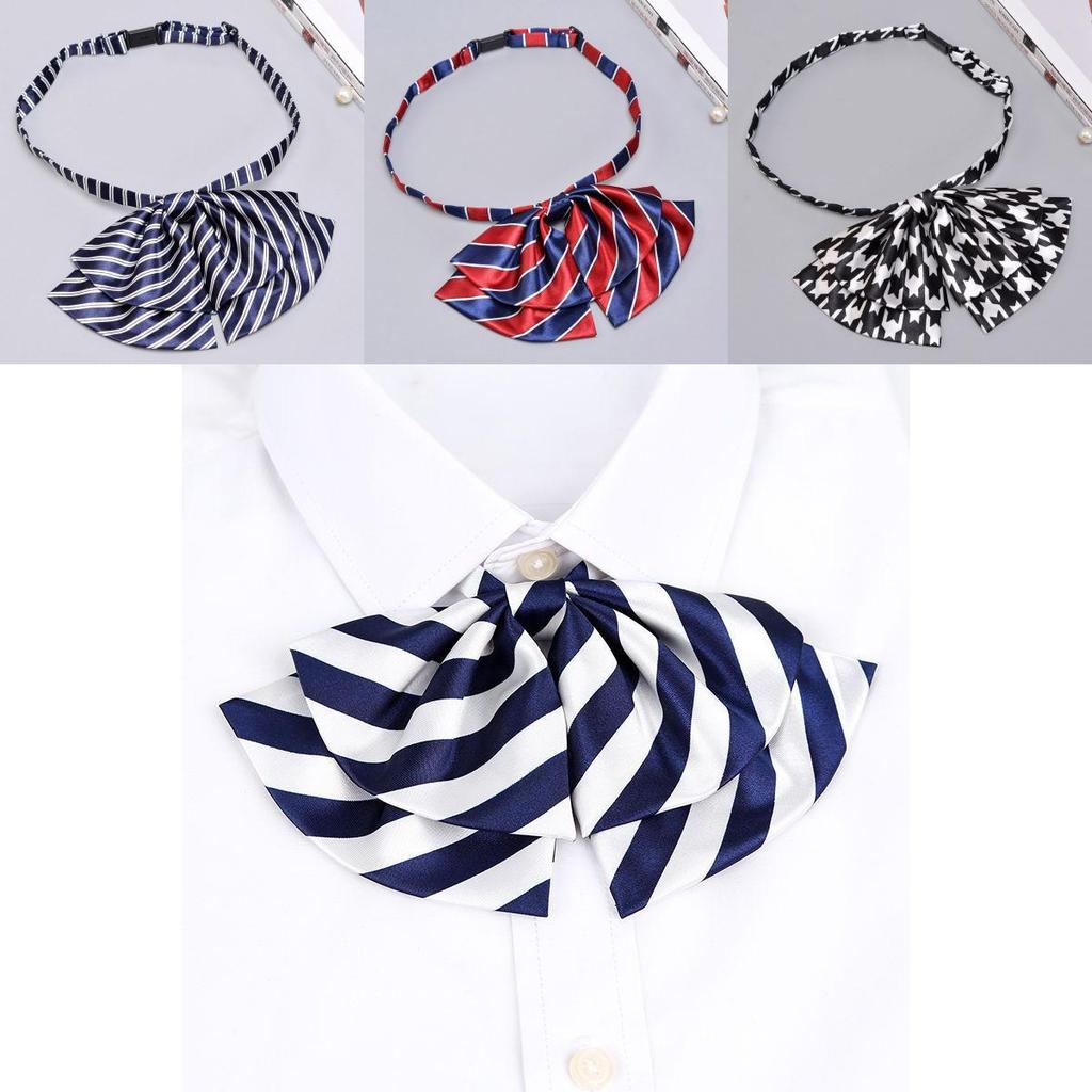 Gravata borboleta profissional feminina de camada dupla com fecho de botão para uniformes de escritório