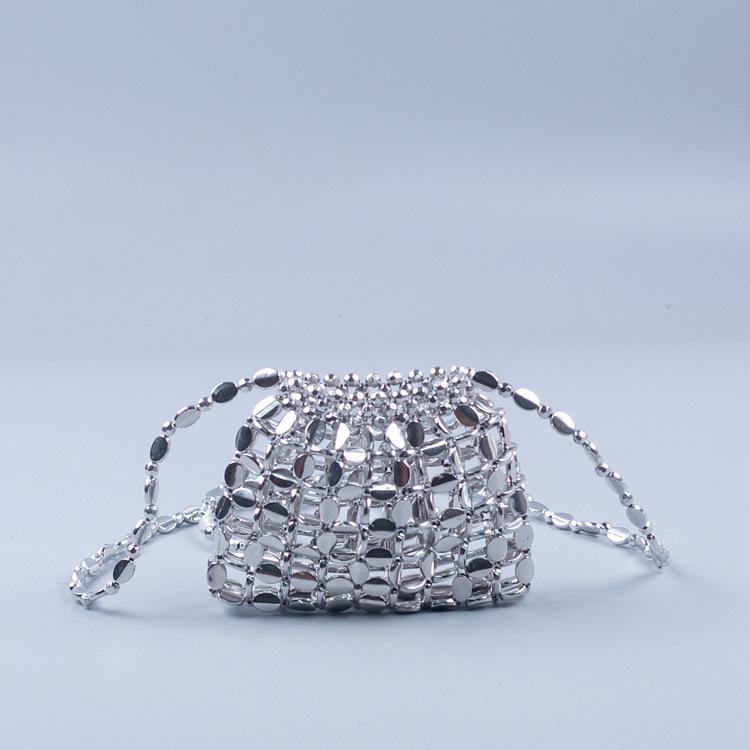 Retro Hand-Woven Sequin Beaded Shoulder Bag - Versatile Acrylic Phone Bag