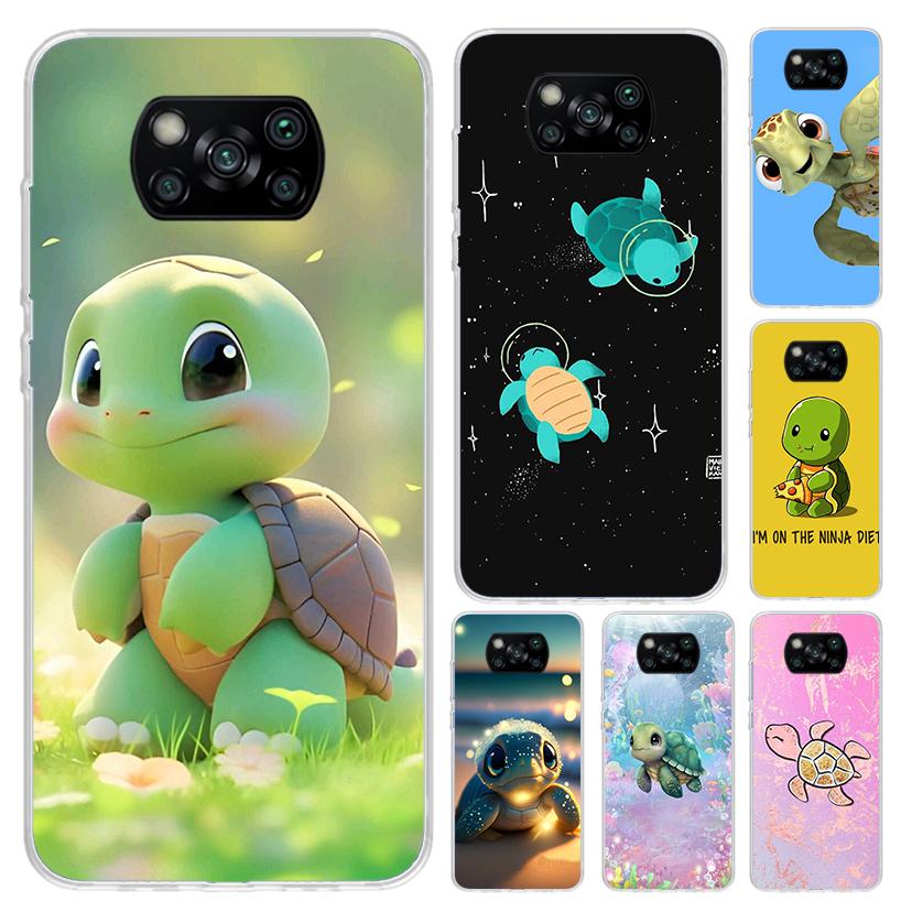 Cartoon Sea Turtle Tortoise Phone Case for Xiaomi Poco X5 X6 X7 Pro F7 Ultra M7 Redmi 15 15C 13 13C 12 12C 10 10A 10C 9 9A 9C 9T