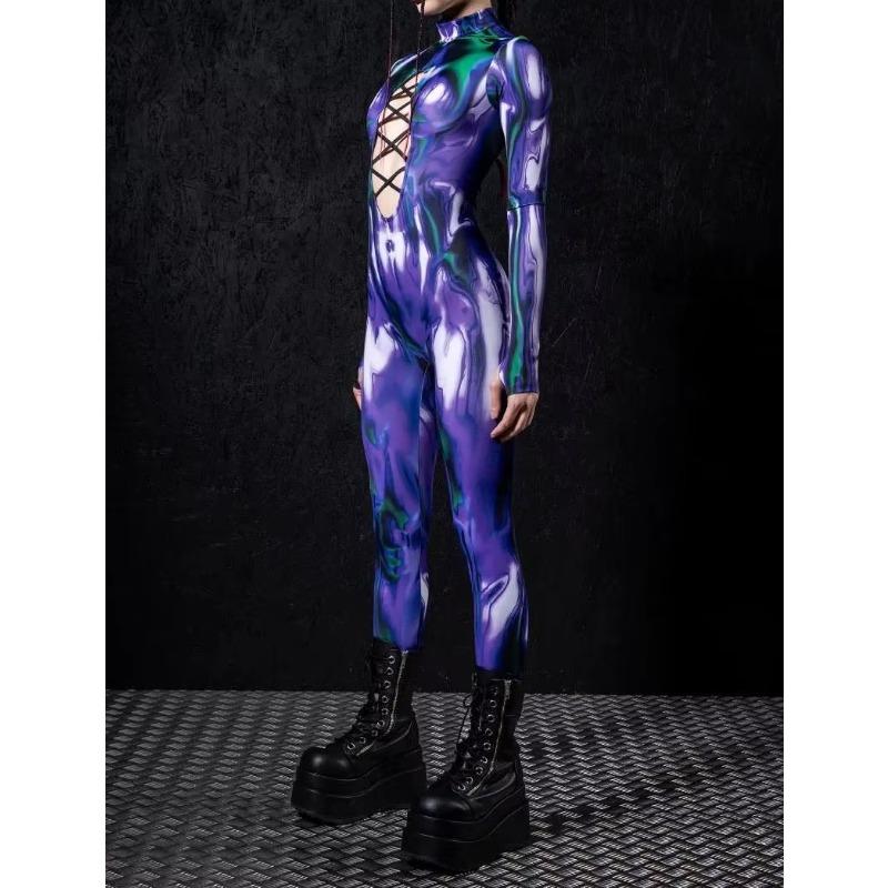 

Женский 3D-цифровой принт для Хэллоуина, косплей, колготки, комбинезон для взрослых, цельный карнавальный костюм для вечеринки, сценического шоу, танцевального костюма XL