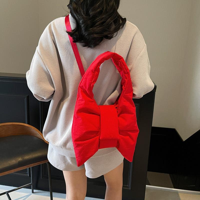Women's bag 25 new personalized versatile bow nylon women's underarm bag shoulder messenger bag tote bag women