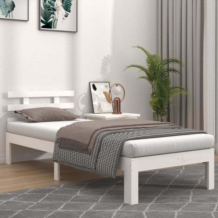 VidaXL Bed Frames White Solid Wood 75x190 Cm Small Single 814715