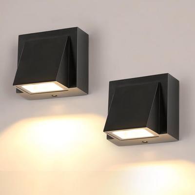 Outdoor Wall Sconce 2 Pieces LED 5W IP65 3000K – Aluminum Black, Compact 7.8×3.5×7.8 Cm