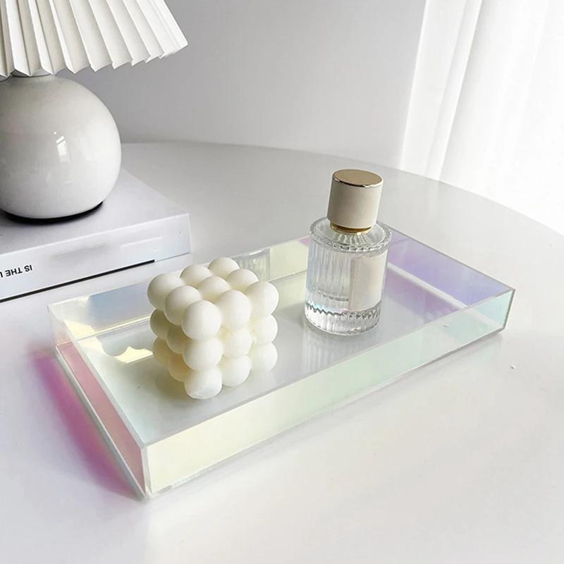 Acrylic Transparent Water Cup Tray Teacup Jewelry Storage  Color Dessert Decorative   Creative Simple  vanity tray