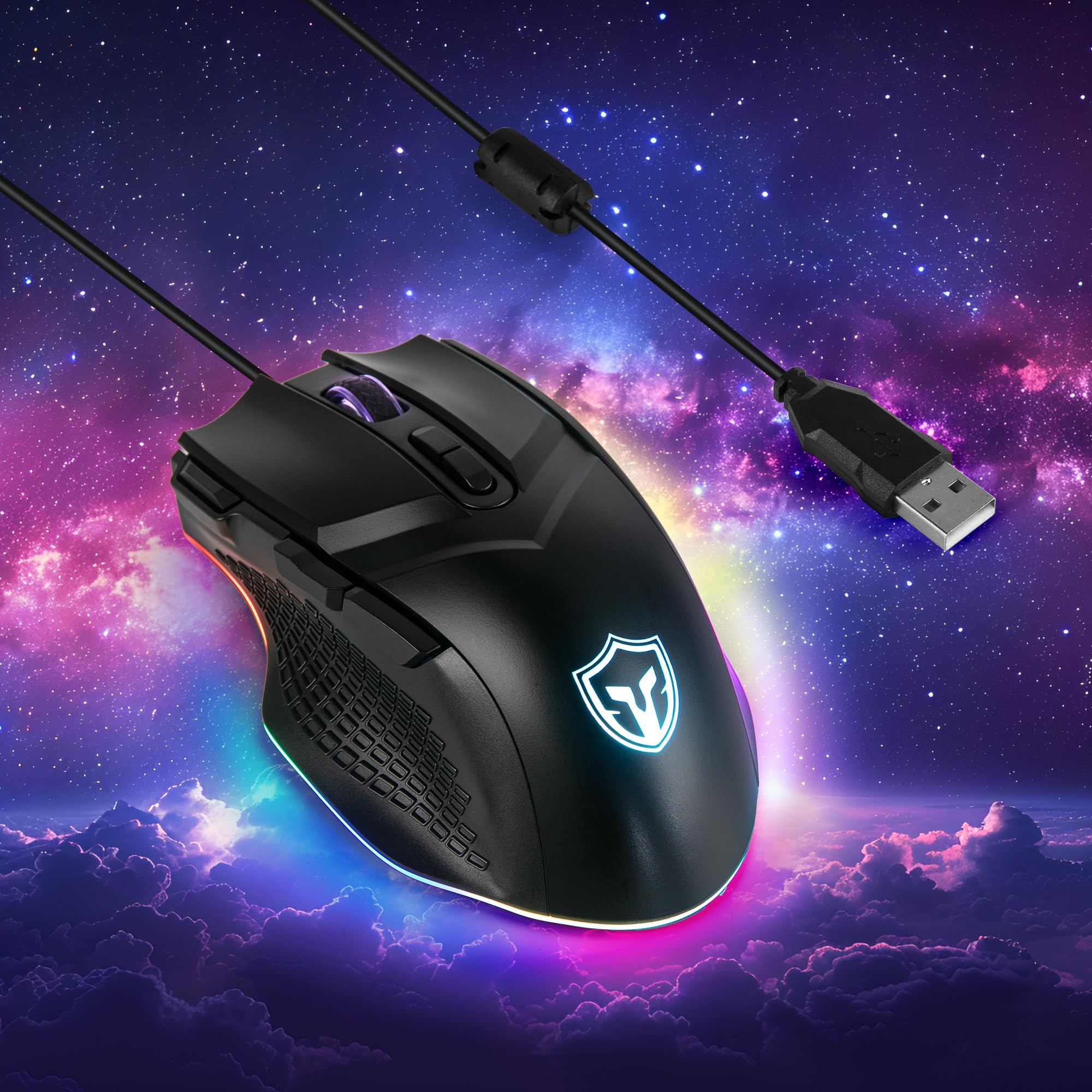 

Lewentech Wired Gaming Rapid USB Gaming Mouse with 7200 Adjustable Suitable for Large Compatible with Windows Mouse, Fire, Lightweight, 8-Button, чорний
