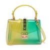 Ny mote Bærbar Gradient Transparent Jelly Bag Rivet Godteripose Skulder Messenger Square Bag