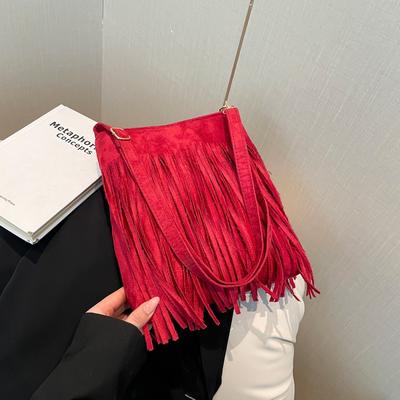 Women's Retro Fringed Bag, New Design Sense, High Value, Large Capacity, Shoulder Underarm Bag, Trendy Messenger Bag