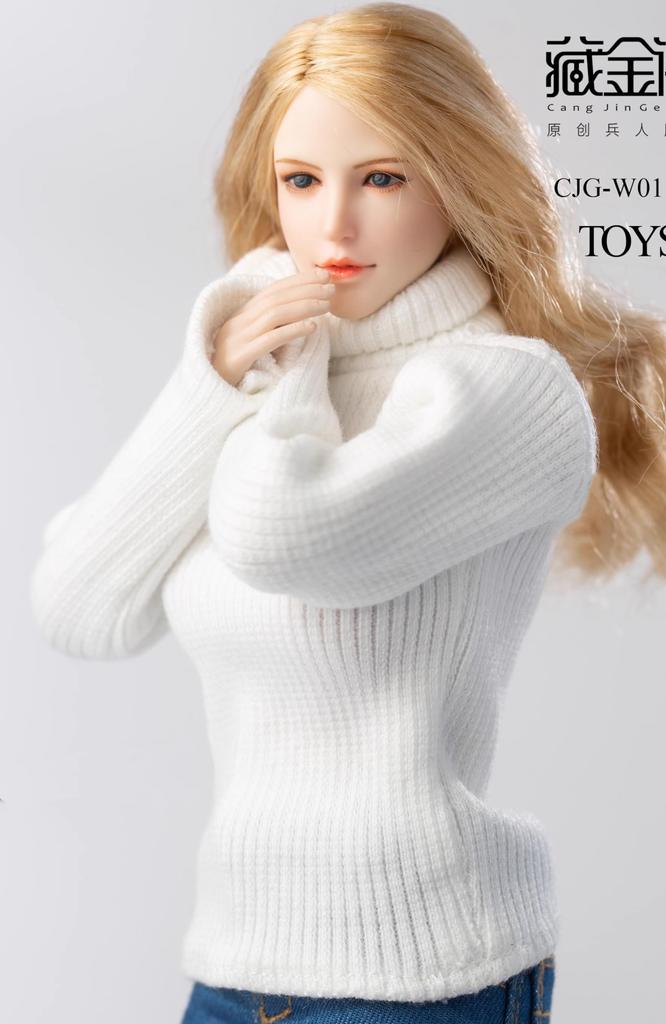 [TOYBARJAPAN] CJG-W011D Bishoujo Winter White High Neck Sweater for 16 Scale Action Figures with TBLeague Body (Head, Body, and Other Outfits Not
