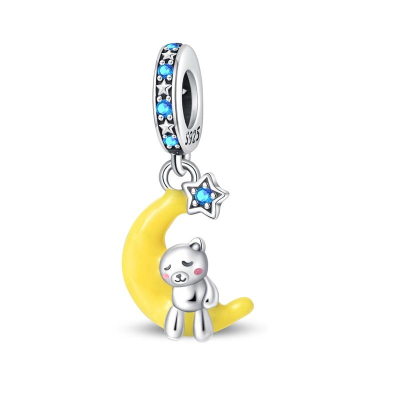 Copper Stars Moons Cats Paw Luminous Pendant Charm Fit Original Bracelet Charm Bead Necklace Diy Female Jewelry