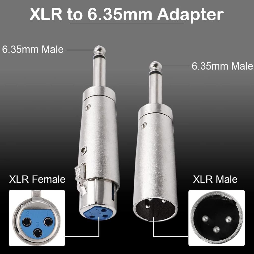 Xiatiaosann XLR Female To Male Converter Audio Mono Adapter TS Socket Jack for Microphone 6 Pack 3-Pin 6.35mm Mixer,