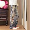 JYL Men's Straight Jeans American Vintage Ripped Casual Vintage Loose Denim Pants