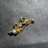 Emerald Zircon Leaf Brooch - Retro Chinese Style Suit Accessory