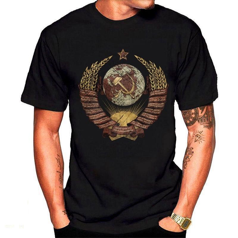 

Ussr старинный герб v02 T Рубашки Top Tees Мужчины Мода Повседневная футболка