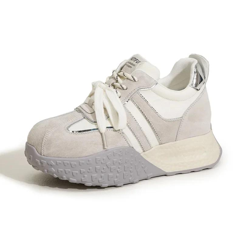 

Мода 8СМ Замша Коровья Натуральная Кожа Новые Весенние Боевые Массивные Кроссовки Обувь Балетки Ботильоны Осенние Ботильоны Женские Платформа Танкетка 39 бежевый