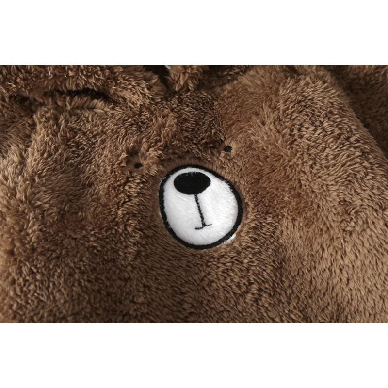 Neugeborenes Baby Bär Kapuzen-Strampler Flauschiger Fleece Plüsch Overall Langarm Cartoon Body für Säugling Winter Outfit
