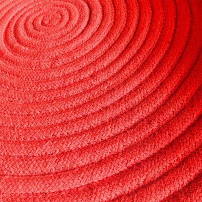 Tapis en coton réversible effet cordage rouge diam.70
