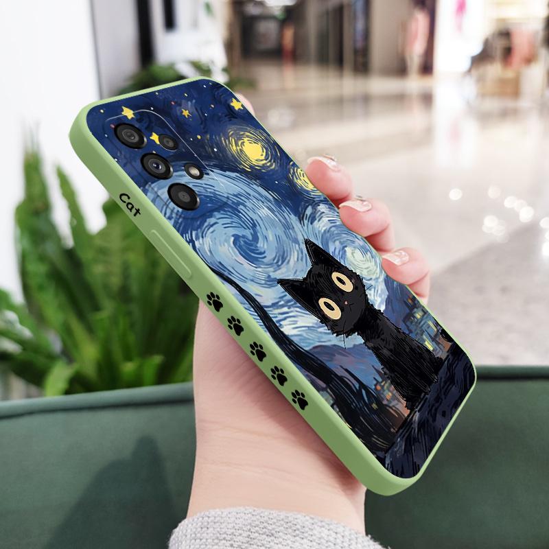 Starry Cat Phone Case For Samsung Galaxy A73 A53 A33 A23 A13 A03 A72 A52 A52S A32 A22 A12 A02 A02S A71 A51 A31 A21S 4G 5G Cover