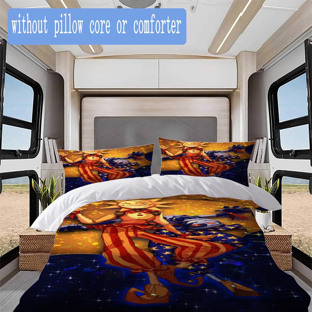 Sun & Moon Jester Anime Print Pattern Bedding,Quilt Set Quilt Cover Pillowcase Home Birthday Gift (1*duvet cover+2*pillowcase,without core)ZSJT0917373