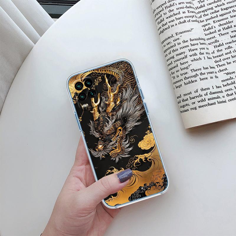 QE7 Chinesischer Drache Transparente Handyhülle für Samsung Galaxy A04 A04S A14 A23 A34 A54 M23 M33 M52 M53