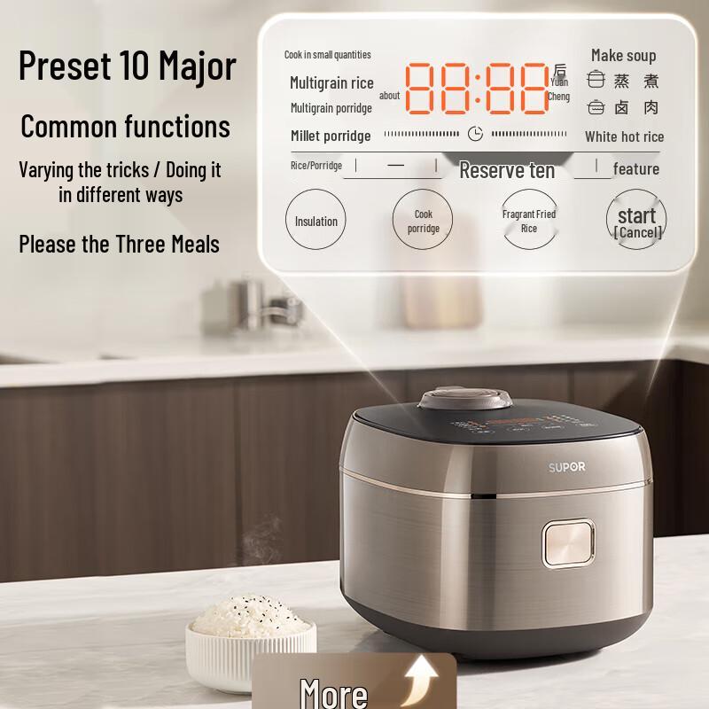 SUPOR 4L 0-Coating 316L Stainless Steel IH Smart Rice Cooker CN Plug (adapter Included)