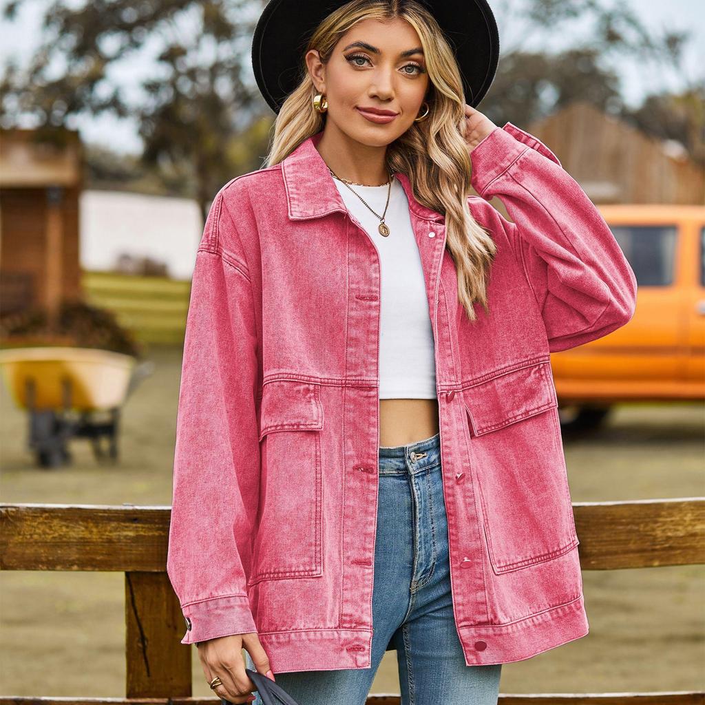 Autumn Women's Long Sleeve Denim Jacket Fashion Loose Versatile Mid-Length Jeans Coat Casual Clothing S-2XL