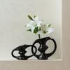 Ceramic Vase Geometric Creative Hollowed-out Handle Flower Vase Flower Arrangement Accessories Flowerpot Home Decoration