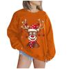 Women's Padded Round Neck Long Sleeve Tops Christmas Cute Elk Print Sweatshirt
