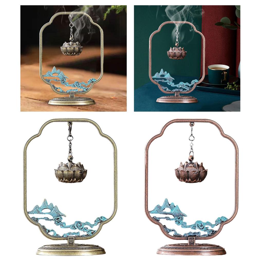 Lotus Flower Hanging Incense Burner Alloy Metal for Bathroom Multifunctional