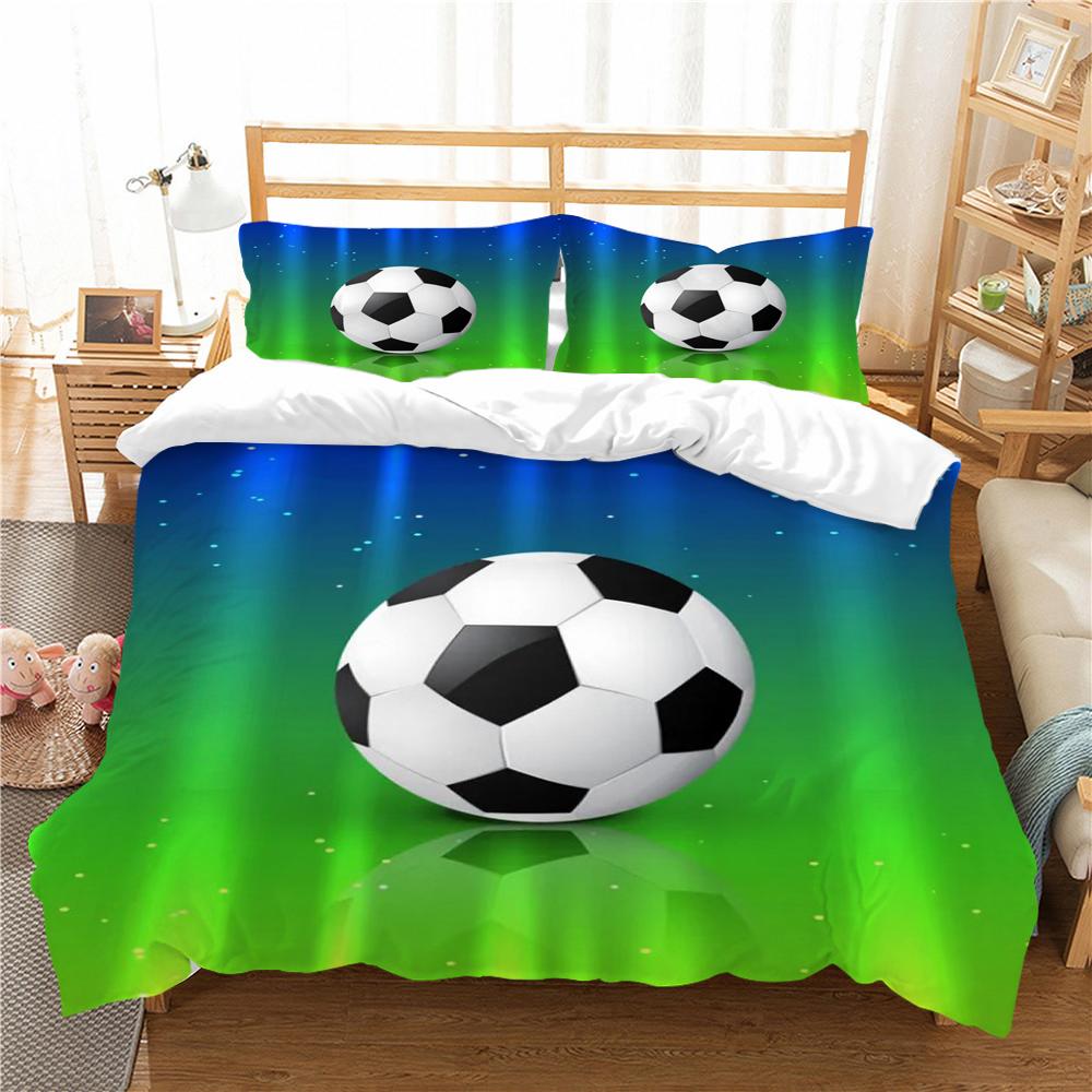 Home Bedding Set 3D Football Print Quilt Cover Washable Bedclothes Bed Suit Pillowcase Single Double King Bed Set