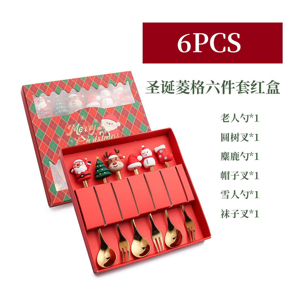 4pcs/6pcs Christmas Doll Stainless Steel Spoon Set Detachable Easy To Clean for Dessert Gift Dining Table Decoration