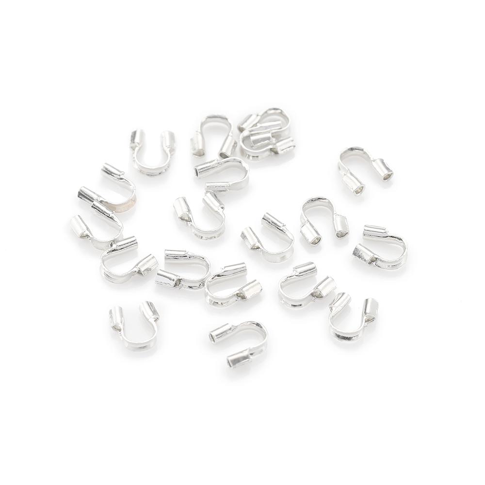 200pcs Metal U Shape Wire Protector Connector 4.5x4mm Guard Guardian Clasps Connectors for Jewelry Making Craft Components