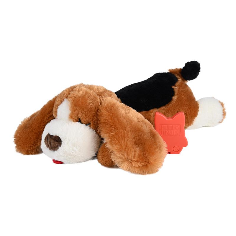 Peluche Cane Giocattolo Simulazione Battito Cardiaco a Forma di Cucciolo Copertura Rimovibile Giocattolo Calmante Anti-Ansia Compagno di Sonno per Cuccioli Cani di Taglia Media Grande