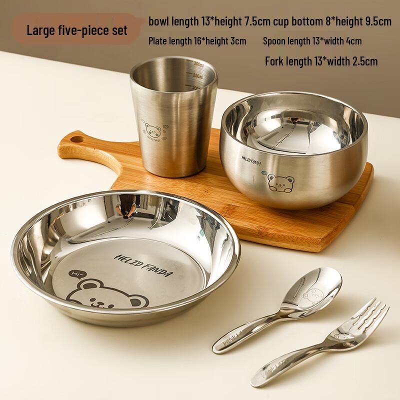 Kids 316 Stainless Steel 5-Piece Tableware Set