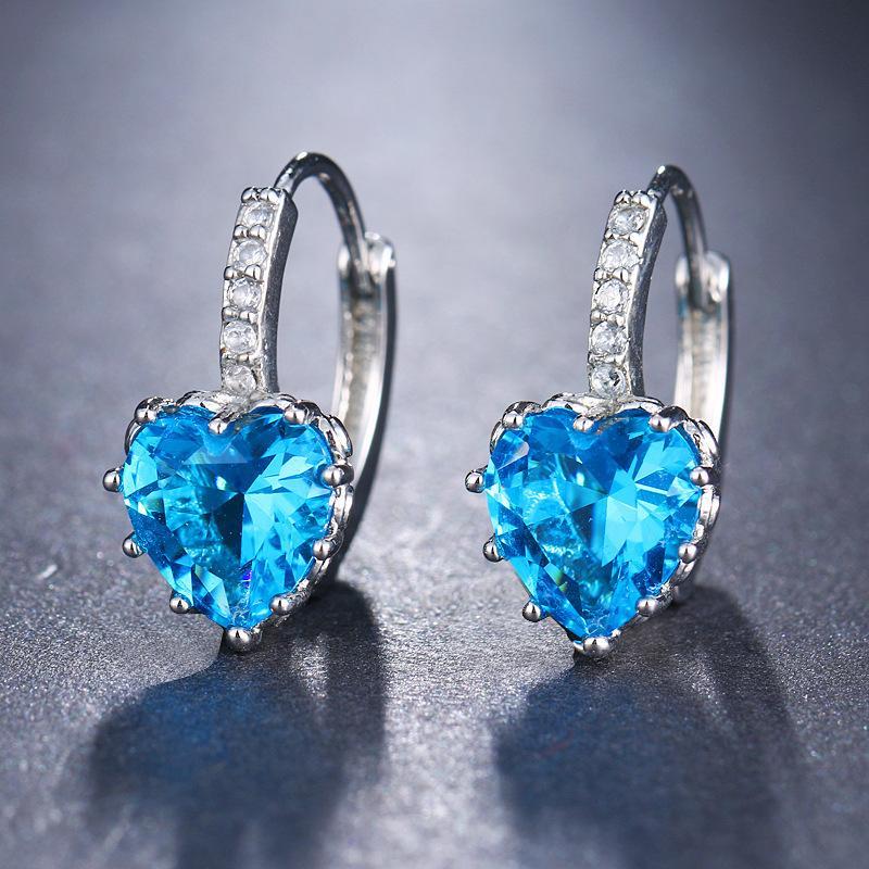 1 Pair Classic Fashion Heart-Shape High Quality Zirconia Hoop Earrings For Trend Women Lovely Birthday Jewelry Gift