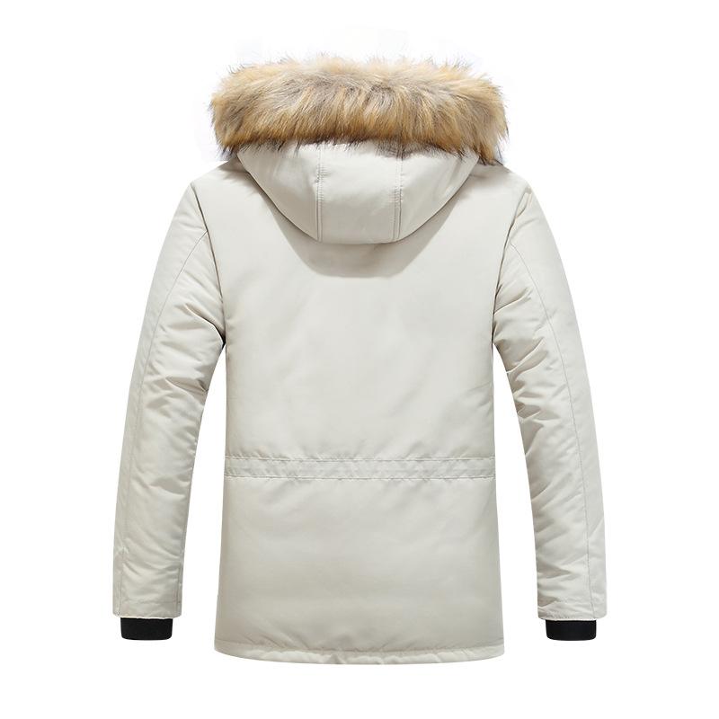 Fleece Winter Fur Hooded Parkas Men Duck Down Snow Jacket Windproof Coats Thickened -30 Degree Keep Warm Outdoor Outerwear