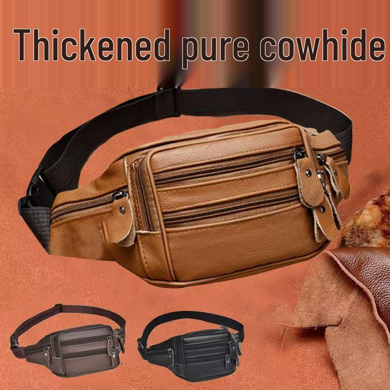 2025 Korean Style Genuine Leather Crossbody Fanny Pack - Top Layer Cowhide